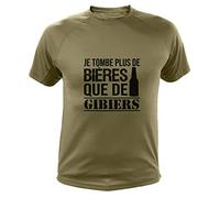 Tee Shirt, Je Tombe Plus de bières Que de gibiers (L,877, Vert)