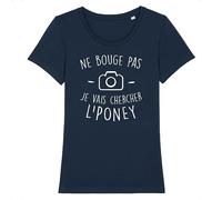 Tee Shirt Je Vais Chercher Le Poney - pour Femme - Imprimé en France - Coton 100% Bio - Cadeau Anniversaire Dikkenek Film et Série Original Rigolo (Marine, S)