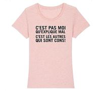 Tee Shirt Kaamelott C'est Pas Moi qu'explique Mal - pour Femme - Imprimé en France - Coton 100% Bio - Cadeau Kaamelott Original Rigolo (Rose, M)