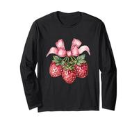 Tee-Shirt Kawaii Sweetness avec nœud Coquette et Fraises Manche Longue
