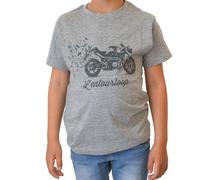 Tee Shirt Kid Enfant Pour Moto L'entourloop Birdy Gris Taille 8 Ans
