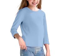 Tee Shirt,Kids Sweatshirts Soft Cotton Warm Crewneck Round Neck Long Sleeve Solid Color TopFor Boys Or Girls Hauts du Nouvel an (Light Blue, 7-9 Years)