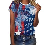 Tee Shirt Large Femme - Femme ÉTé Independence Day Imprimé Loose Casual USA Flag Head Crewneck Short Sleeve Hauts Corset en Dentelle pour Femmes Patchwork
