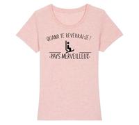 Tee shirt les Bronzés font du ski ""Pays Merveilleux"" - Pour Femme - Coton 100% bio - Confectionné en France XS