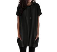 Tee Shirt Long Femme avec Poche Ourlet Ample à Manches Courtes Et Col Rond Tshirt en Coton D'été Oversize Basique Top Élégant Tunique Haut Long pour Leggings DéContractéE Blouse