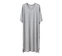 Tee Shirt Long Femme d'été de Nuit Coton Manches Courtes Légère Pyjama T-Shirts Col Rond Dolman à Imprimé Respirante Doux Vêtements Sexy Casual