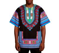 Tee Shirt Long Homme Nuit, T-Shirt décontracté à imprimé Afro, Respirant et orné d'un Motif Africain Abstrait, idéal au Quotidien (Coupe Classique).