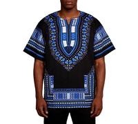 Tee Shirt Long Homme Nuit, T-Shirt décontracté à imprimé Afro, Respirant et orné d'un Motif Africain Abstrait, idéal au Quotidien (Coupe Classique).