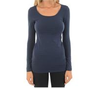VERO MODA Maxi My Soft - T-Shirt à Manches Longues - Femme - Bleu (Black Iris) - Small (Taille Fabricant: S)