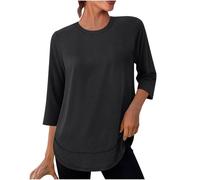 Tee Shirt Manche 3/4 Femme Protection Solaire T-Shirts Yoga Fitness Sport Femme Outdoor Cyclisme Survêtements Tops D’entraînement Port Quotidien Hauts Femmes Grande Taille Couleur Unie