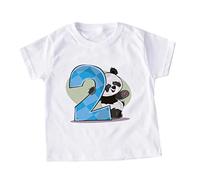 Tee Shirt Manche Courte Enfant Fille Garcon 1-4 Ans Tshirt Panda Ete Garcon Fille Fluide Chic été Fashion Dessin Animé Animal Vacances Casual Confortable Tops Hauts (White, 2-3 Ans)