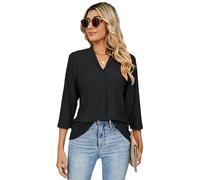 Tee Shirt Manche Longue Femme Basiques Haut Femme Col V Chemisier Femme Chic et Élégant Chemise Manches Lanternes Haut Blouse Décontracté Tunique Top