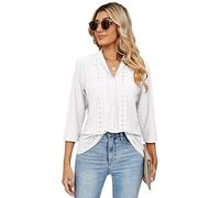 Tee Shirt Manche Longue Femme Basiques Haut Femme Col V Chemisier Femme Chic et Élégant Chemise Manches Lanternes Haut Blouse Décontracté Tunique Top