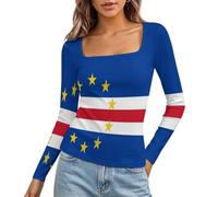Tee Shirt Manche Longue Femme Col Carré Cap Vert Drapeau