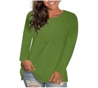 Tee Shirt Manche Longue Femme Col Rond Haut Tops Décontracté Manches Amples T-Shirt Tunique Vetement Soldes 2025 Mode Lâche Respirant T Shirt Pas Cher Chemise Chic et élégant Grande Taille