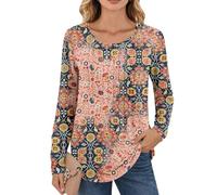 Tee Shirt Manche Longue Femme Col V Grande Taille Classic T Shirt Motifs Pull Femme Printemps Thermique Hauts Col Roulé Patchwork Top Sexy Slim Fit Halloween 2#Rose Clair M