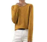 Tee Shirt Manche Longue Femme Oversize Grande Taille Pull Femme Hiver Chaud col Rond Coton Laine Sweat Tee Shirt Polaire Sport Pas Cher Tunique Classics Slim Fit Sweatshirts(Gingembre,XL)