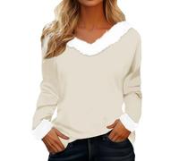 Tee Shirt Manche Longue Femme Oversize Pull Femme Hiver Chaud Et Doux T-Shirt Pilou Tshirt Automne Et Hiver Haut Noël Top Couleur Unie Vêtements Simple Loungewear Fête Tee Shirt Outdoor T-Shirt