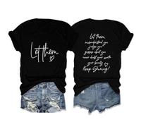 Tee Shirt Manche Longue Femme T-Shirt décontracté à Manches Courtes pour Femmes,col Rond,Double imprimé,Laissez-Les Vous Mal Comprendre(Black,XXL)