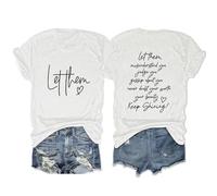 Tee Shirt Manche Longue Femme T-Shirt décontracté à Manches Courtes pour Femmes,col Rond,Double imprimé,Laissez-Les Vous Mal Comprendre(White,S)