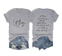 Tee Shirt Manche Longue Femme T-Shirt décontracté à Manches Courtes pour Femmes,col Rond,Double imprimé,Laissez-Les Vous Mal Comprendre(Grey,M)