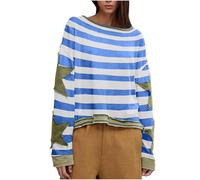 Tee Shirt Manche Longue Femme Vetement Mode Haut Décontracté Tops Tunique Blouse Funky T-Shirt Manches Longues Chic Vêtements Streetwear Hip Hop T-Shirt Produits Bleu M