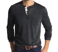 Tee Shirt Manche Longue Homme Col Rond- Tshirt Sport Décontracté avec Boutons Et Poche Coupe Ample Couleur Unie Haut Confortable Léger Doux Chic Passe-Partout Automne Regular Pullover