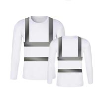Tee Shirt Manche Longue Homme RéFléChissant, Haut De Travail Homme De SéCurité Haute Visibilité Top Respirant à SéChage Rapide Col Rond Chemises Patchwork Basique Classique DéContracté Blouse