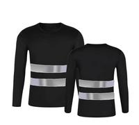 Tee Shirt Manche Longue Homme RéFléChissant, Haut De Travail Homme De SéCurité Haute Visibilité Top Respirant à SéChage Rapide Col Rond Chemises Patchwork Basique Classique DéContracté Blouse