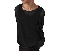 Tee Shirt Manche Longue Homme Transparent Top Sexy Grande Taille Col Rond Haut DéContracté Ample Basique Classique Mode Tunique LéGer Respirant Chic Et éLéGant pour FêTe SoiréE Party Clubwear