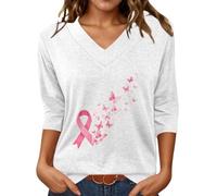 Tee Shirt Manche Longue Octobre Rose T-Shirt Graphique Sensibilisation autonomisation Femmes Soutien santé Sein Design élégant Confort défense Droits Parfait Usage Vetement Femme