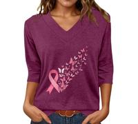 Tee Shirt Manche Longue Octobre Rose T-Shirt Graphique Sensibilisation autonomisation Femmes Soutien santé Sein Design élégant Confort défense Droits Parfait Usage Vetement Femme