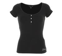 Tee Shirt Manches Courtes Guess Es Ss Karlee Jewel Btn Henley Blk Noir M