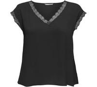 ONLY ONLJASMINA S/S V-Neck Lace Top Noos PTM, Noir, XS Femme