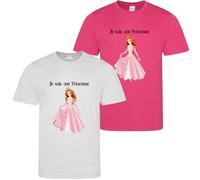 Tee Shirt Manches Courtes Princess Enfant Par Lot 2 Gris Et Fushia