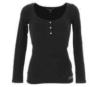 Tee Shirt Manches Longues Guess Ls Karlee Jewel Btn Henley Noir L