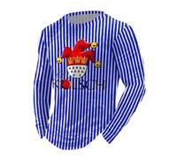Tee Shirt Manches Longues Homme,Maglietta Grafica Casual a Maniche Lunghe Con Stampa a Righe di Carnevale per Feste