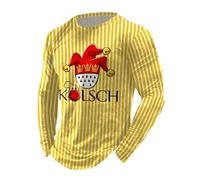 Tee Shirt Manches Longues Homme,Maglietta Grafica Casual a Maniche Lunghe Con Stampa a Righe di Carnevale per Feste