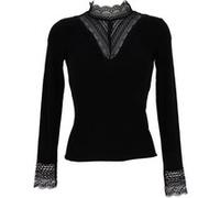 Only Femme Onltilde L/S Haut Col en Dentelle Jrs Noos T shirt manches longues, Noir/Détails : Dentelle Noire., M EU