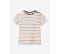 Tee-shirt marinière fille tissu Liberty® coton bio CYRILLUS manches courtes rose 12A