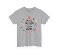Tee Shirt Merci Maîtresse - ""Merci pour cette super année"" - T-shirt Cadeau École Blanc ou Gris S à 3XL : Couleur - Sport Grey, M