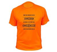 Tee Shirt, Mon père Voulait Un Fils Chasseur, au Final il a EU Une Fille chasseresse (12/14,463, Orange)