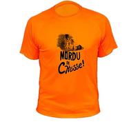 Tee Shirt, Mordu de Chasse, Sanglier Profil (XXL,236, Orange)