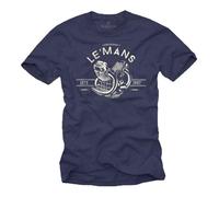 Tee Shirt Motard Vintage - Le Mans - Moto Cadeau Papa Homme Bleu Original S - MAKAYA - 100% Coton XXL