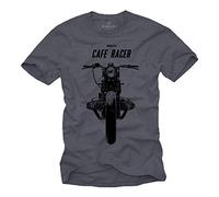 Tee Shirt Moto Cafe Racer Vintage Boxer Twin Homme Bleu-Gris L