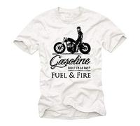 Tee Shirt Moto Homme - Vetements Cafe Racer - Vintage Chris Davidsons Motorcycles Blanc S