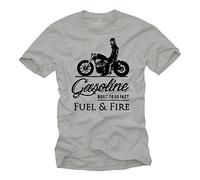 Tee Shirt Moto Homme - Vetements Cafe Racer - Vintage Chris Davidsons Motorcycles Gris XXL