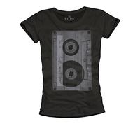 Tee Shirt Musique Femme Cassette Tape Noir L