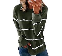 Tee Shirt Noel Femme Vintage Slim T Shirt Femme Manches Longues Rayee Print Sweat Femme sans Capuche Léger Vintage Pas Cher Gilet Long Femme Sweat Plaid Adulte Vert L