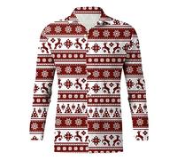 Tee Shirt Noel Homme Chemise sans Repassage, avec Imprimé De Noël Original Casual Manches Longues Et Boutons Décontracté Thanksgiving Christmas Button Down Automne Hiver Slim Fit Boutonnés 3D Funky